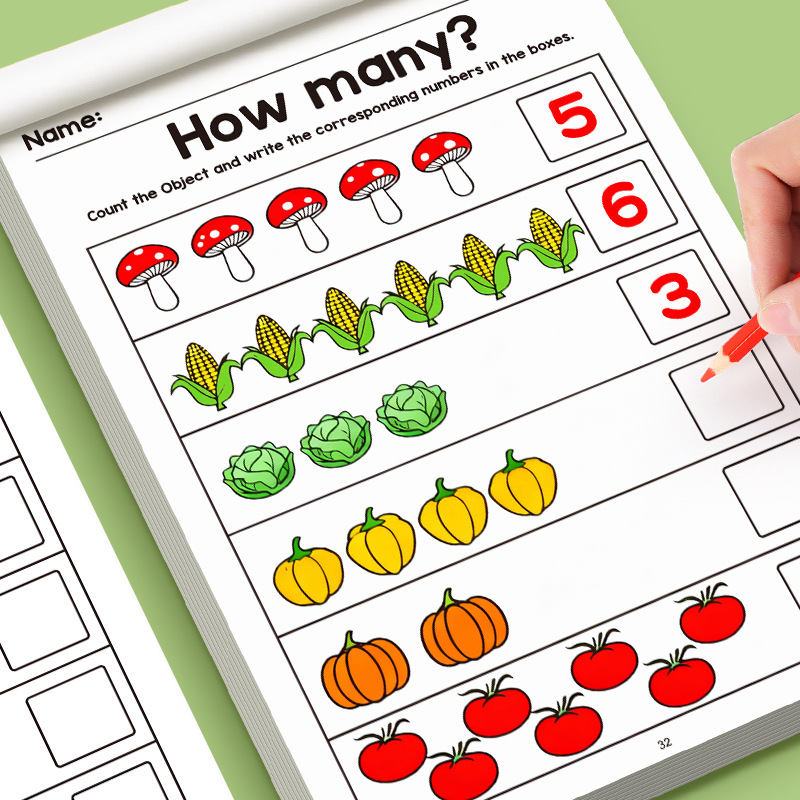 Learning Workbook Preschool - 32 Sayfalık Resimli Matematik Çalışma Kitabı,