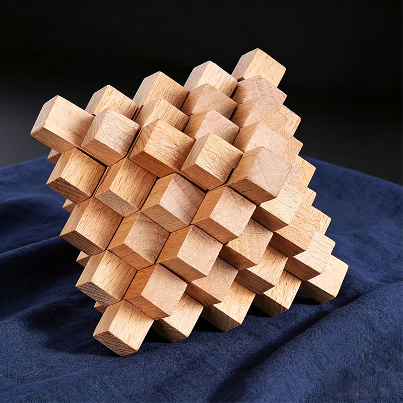 Brain Teaser Cube - Zorlu LuBan Kilidi Ananas Şeklinde Ahşap