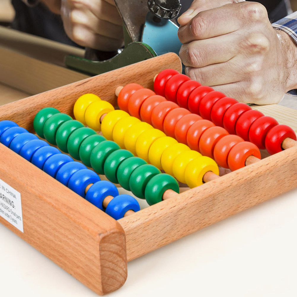 Kids Education Calculator - 2 Adet Beş Sütunlu Ahşap Abaküs,